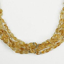 Silver Citrine 3-strand Necklace (Thailand)