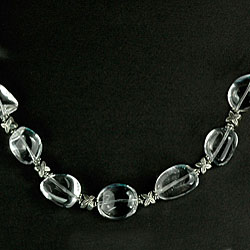 Quartz Crystal and Antiqued Silver Bead Necklace (Thailand)
