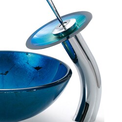 Kraus 14-inch Irruption Blue Glass Sink/ Waterfall Faucet
