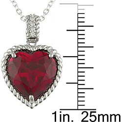 Sterling Silver Created Ruby Diamond Necklace