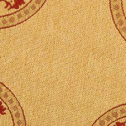 Indoor/ Outdoor Rooster Natural/ Red Rug (5'3 Round)