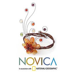Carnelian and Garnet 'Dream Flower' Wrap Bracelet (Thailand)