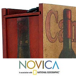 Decoupage 'Cheese and Wine' Bottle Holder Box (Mexico)