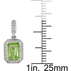 10k White Gold Peridot and Diamond Earrings