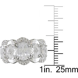 Sterling Silver White Topaz and 1/8ct TDW Diamond Ring