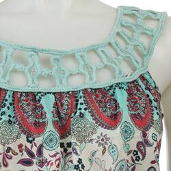 FINAL SALE Grass Junior's Woven Trim Tank Top