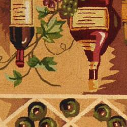 Hand-hooked Winery Gold/ Multi Wool Runner (2'6 x 6')