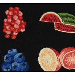 Hand-hooked Fruits Black Wool Runner (2'6 x 8')