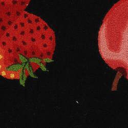Hand-hooked Fruits Black Wool Runner (2'6 x 4')