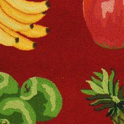 Hand-hooked Fruits Red Wool Runner (2'6 x 6')