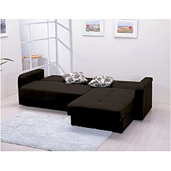 Microfiber 3-piece Chocolate Sectional Sofa and Ottoman Set
