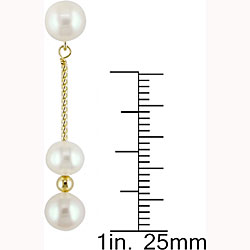 14k Yellow Gold Freshwater Pearl Drop Earrings (6-6.5 mm)