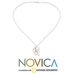 Sterling Silver 'Angelic Trio' Pearl Necklace (India)