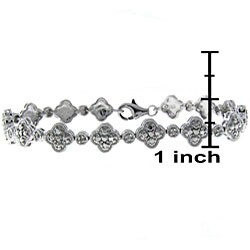 Sterling Silver X and O Link Diamond Accent Bracelet