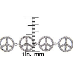 Sterling Silver Peace Sign Diamond Accent Bracelet