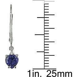 10k Gold Created Tanzanite and Diamond Earrings