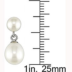 Sterling Silver White FW Pearl Earrings (8-8.5 mm) (Set of 6)