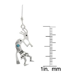 Sterling Silver Created Turquoise Kokopelli Earrings