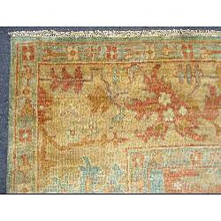 Indo Oushak Vegetable-dyed Light Blue/ Gold Rug (9'3 x 11'10)