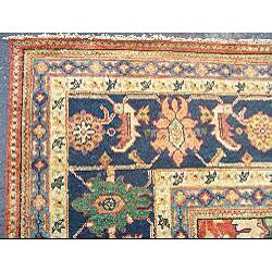 Indo Serapi Vegetable-dyed Rust/ Navy Rug (12' x 17'5)