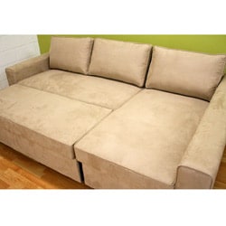 Beige Microfiber Sectional Sofa with Storage Chaise