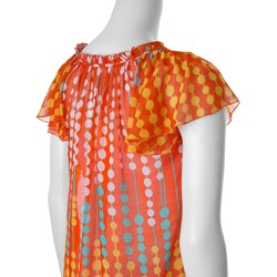 S Max by Adi Junior's Flutter-sleeve Dotted Chiffon Blouse