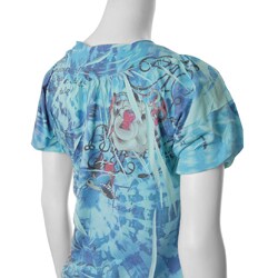 T.G. Fashion Women's Blue Sublimation Print Top