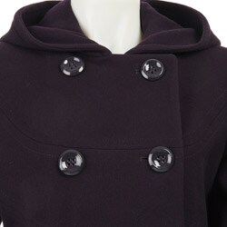 AK Anne Klein Women's Double-breasted Hooded Peacoat