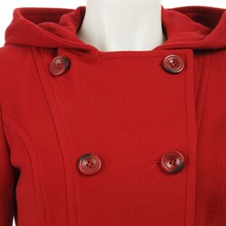 AK Anne Klein Women's Petite Hooded Wool Peacoat