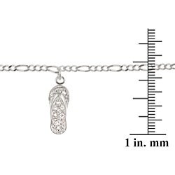 Icz Stonez Sterling Silver Cubic Zirconia Flip Flop Anklet