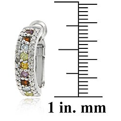 Glitzy Rocks Sterling Silver Gemstone Semi-hoop Earrings