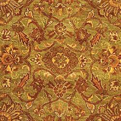 Handmade Taj Mahal Green/ Rust Wool Rug (12' x 15')