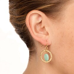 Turquoise and Goldtone Circle Earrings