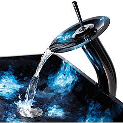 Kraus Boulder Opal Rectangular Sink and Waterfall Faucet