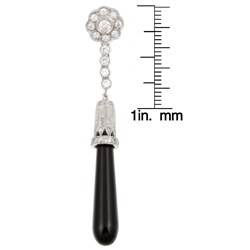 Platinum Onyx and 1ct TDW Diamond Estate Earrings (K, VS2)