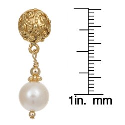 Charming Life 22k Gold Overlay Pearl Bali Earrings (10 mm)