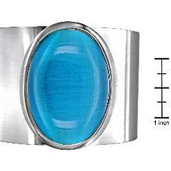 Silvertone Cat's Eye Bangle Bracelet