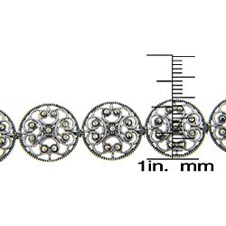Sterling Silver Marcasite Filigree Design Medallion Bracelet