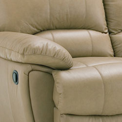 Oakley Tan Reclining Leather Sofa and Reclining Leather Chair