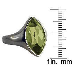 Stainless Steel Marquise-shaped Green Glass Ring