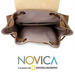 'Weathered In Honey Brown' Leather Backpack (Mexico)