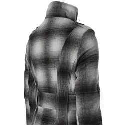 Last Kiss Junior's Grey Plaid Double-breasted Peacoat