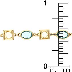 Kate Bisset 14k Gold Bonded Yellow and Aqua Crystal Link Bracelet