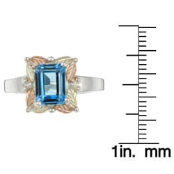Silver and Black Hills Gold Blue Topaz Ring