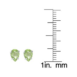 Sterling Silver Pear-cut Created Peridot Stud Earrings
