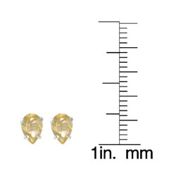 Sterling Silver Pear-cut Citrine Stud Earrings