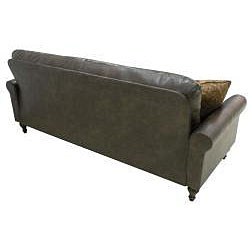 James Renu Brown Leather Rolled Arm Sofa