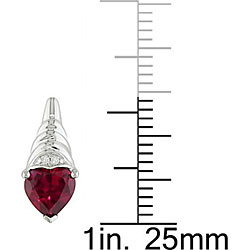 10k White Gold Created Ruby and Diamond Earrings