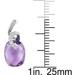 10k Gold Amethyst and Diamond Accent Spiral Earrings