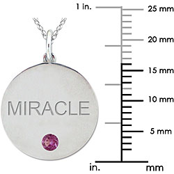 10k Gold June Birthstone Rhodolite Engraved 'MIRACLE' Necklace